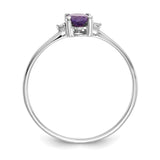 10k White Gold Polished Geniune Diamond & Amethyst Birthstone Ring-WBC-10XBR215