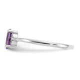 10k White Gold Polished Geniune Diamond & Amethyst Birthstone Ring-WBC-10XBR215