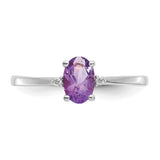 10k White Gold Polished Geniune Diamond & Amethyst Birthstone Ring-WBC-10XBR215