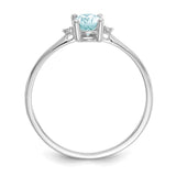 10k White Gold Polished Geniune Diamond & Aquamarine Birthstone Ring-WBC-10XBR216