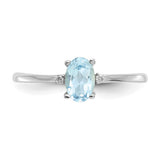 10k White Gold Polished Geniune Diamond & Aquamarine Birthstone Ring-WBC-10XBR216