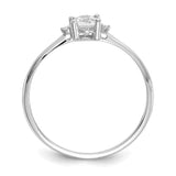 10k White Gold Polished GeniuneDiamond/White Topaz Birthstone Ring-WBC-10XBR217