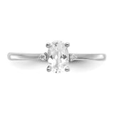 10k White Gold Polished GeniuneDiamond/White Topaz Birthstone Ring-WBC-10XBR217