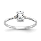 10k White Gold Polished GeniuneDiamond/White Topaz Birthstone Ring-WBC-10XBR217