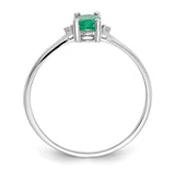 10k White Gold Polished Geniune Diamond & Emerald Birthstone Ring-WBC-10XBR218