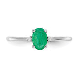 10k White Gold Polished Geniune Diamond & Emerald Birthstone Ring-WBC-10XBR218