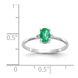 10k White Gold Polished Geniune Diamond & Emerald Birthstone Ring-WBC-10XBR218