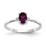 10k WG Polished Geniune Diamond/Rhodolite Garnet Birthstone Ring-WBC-10XBR219