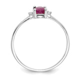 10k White Gold Polished Geniune Diamond & Ruby Birthstone Ring-WBC-10XBR220