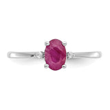 10k White Gold Polished Geniune Diamond & Ruby Birthstone Ring-WBC-10XBR220