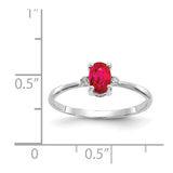 10k White Gold Polished Geniune Diamond & Ruby Birthstone Ring-WBC-10XBR220