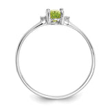 10k White Gold Polished Geniune Diamond & Peridot Birthstone Ring-WBC-10XBR221