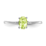 10k White Gold Polished Geniune Diamond & Peridot Birthstone Ring-WBC-10XBR221