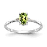 10k White Gold Polished Geniune Diamond & Peridot Birthstone Ring-WBC-10XBR221