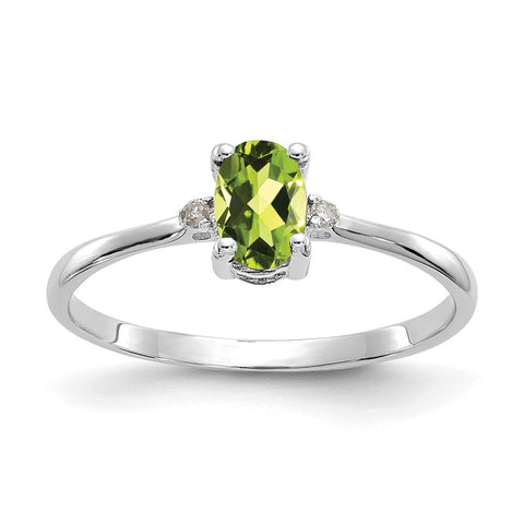 10k White Gold Polished Geniune Diamond & Peridot Birthstone Ring-WBC-10XBR221