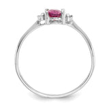 10k White Gold Polished Geniune Dia/Pink Tourmaline Birthstone Ring-WBC-10XBR223