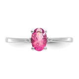 10k White Gold Polished Geniune Dia/Pink Tourmaline Birthstone Ring-WBC-10XBR223