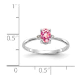 10k White Gold Polished Geniune Dia/Pink Tourmaline Birthstone Ring-WBC-10XBR223