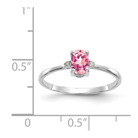 10k White Gold Polished Geniune Dia/Pink Tourmaline Birthstone Ring-WBC-10XBR223