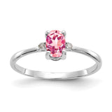 10k White Gold Polished Geniune Dia/Pink Tourmaline Birthstone Ring-WBC-10XBR223