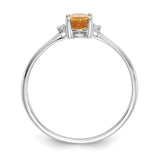 10k White Gold Polished Geniune Diamond/Citrine Birthstone Ring-WBC-10XBR224