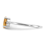 10k White Gold Polished Geniune Diamond/Citrine Birthstone Ring-WBC-10XBR224