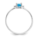 10k White Gold Polished Geniune Diamond/Blue Topaz Birthstone Ring-WBC-10XBR225