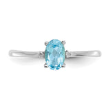 10k White Gold Polished Geniune Diamond/Blue Topaz Birthstone Ring-WBC-10XBR225