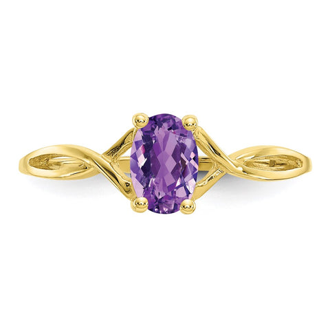 10k Polished Geniune Amethyst Birthstone Ring-WBC-10XBR227