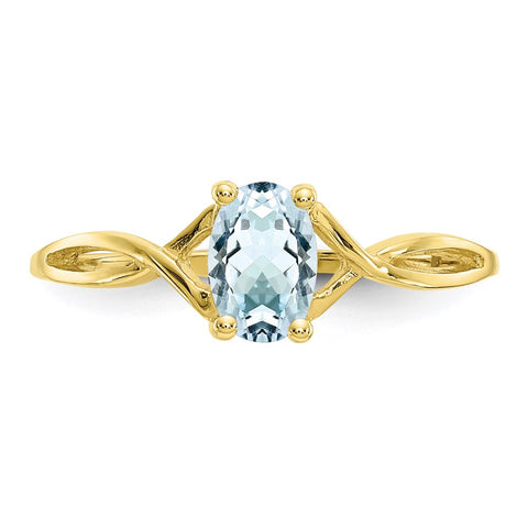 10k Polished Geniune Aquamarine Birthstone Ring-WBC-10XBR228