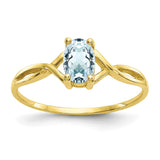 10k Polished Geniune Aquamarine Birthstone Ring-WBC-10XBR228