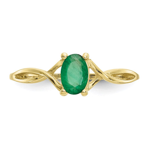 10k Polished Geniune Emerald Birthstone Ring-WBC-10XBR230