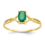 10k Polished Geniune Emerald Birthstone Ring-WBC-10XBR230