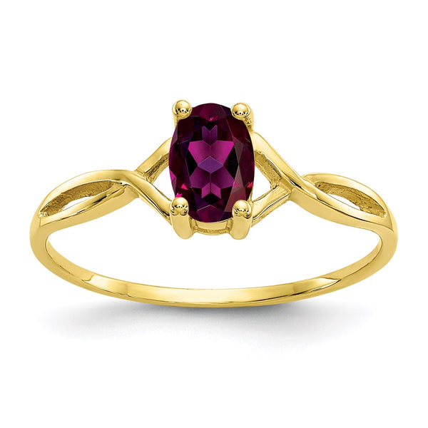 10k Polished Geniune Rhodolite Garnet Birthstone Ring-WBC-10XBR231