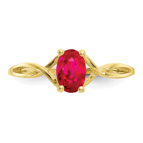 10k Polished Geniune Ruby Birthstone Ring-WBC-10XBR232