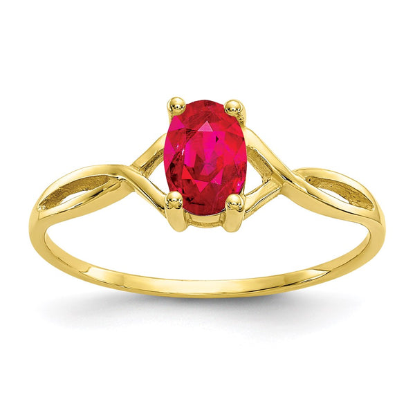 10k Polished Geniune Ruby Birthstone Ring-WBC-10XBR232