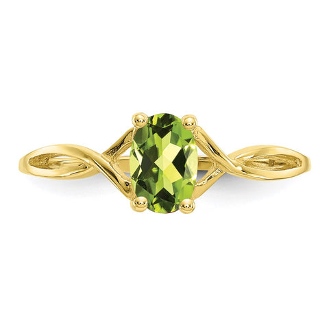 10k Polished Geniune Peridot Birthstone Ring-WBC-10XBR233