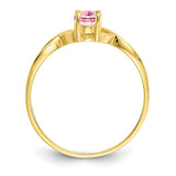 10k Polished Geniune Pink Tourmaline Birthstone Ring-WBC-10XBR235