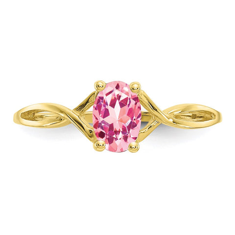 10k Polished Geniune Pink Tourmaline Birthstone Ring-WBC-10XBR235