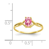 10k Polished Geniune Pink Tourmaline Birthstone Ring-WBC-10XBR235