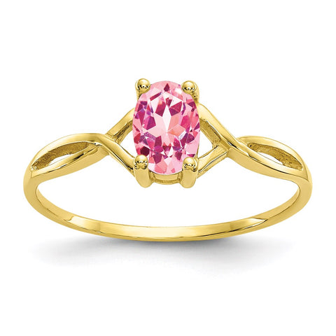 10k Polished Geniune Pink Tourmaline Birthstone Ring-WBC-10XBR235