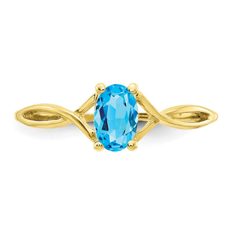 10k Polished Geniune Blue Topaz Birthstone Ring-WBC-10XBR237