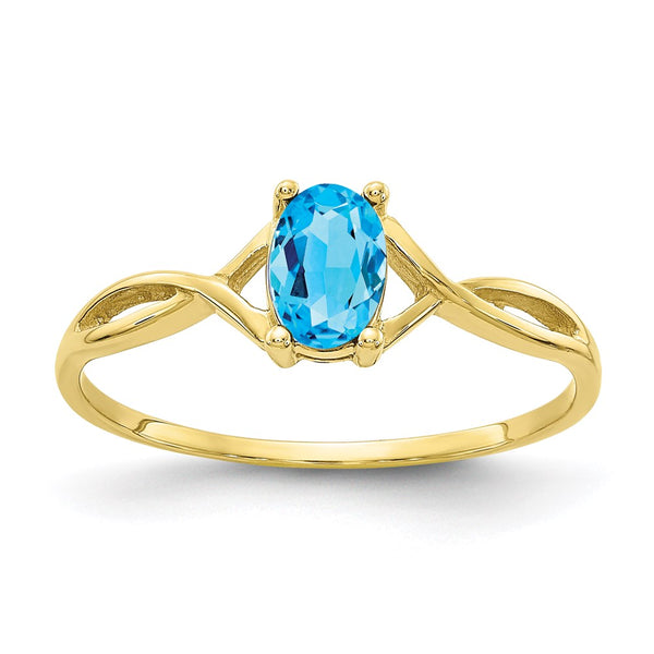 10k Polished Geniune Blue Topaz Birthstone Ring-WBC-10XBR237