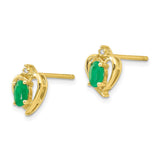 10K Diamond and Emerald Earrings-WBC-10XBS489