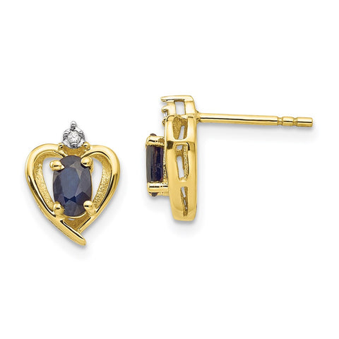 10K Diamond and Sapphire Earrings-WBC-10XBS503