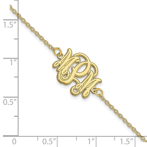 10KY Etched Outline Monogram Bracelet-WBC-10XNA1266Y