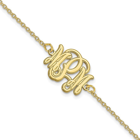 10KY Etched Outline Monogram Bracelet-WBC-10XNA1266Y