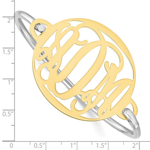 10KY Polished Monogram Plate with Sterling Silver Bangle-WBC-10XNA508Y