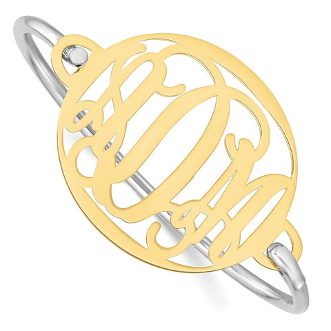 10KY Polished Monogram Plate with Sterling Silver Bangle-WBC-10XNA508Y