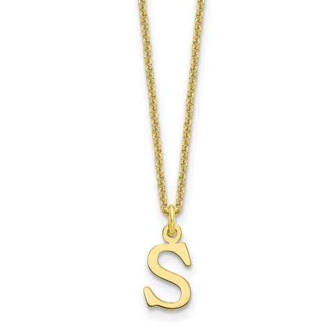10KY Cutout Letter S Initial Necklace-WBC-10XNA727Y/S